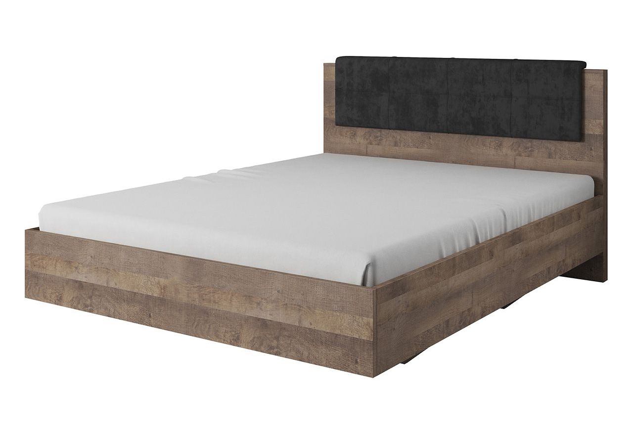 Dwuosobowe łóżko 160x200 w industrialnym stylu do sypialni z opcją wyboru materaca - ALECON / Dąb Sand Grange / Matera
