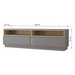 Szary zestaw mebli do salonu, komplet 6 brył do pokoju - ESPEN Szary mat / Dąb Artisan