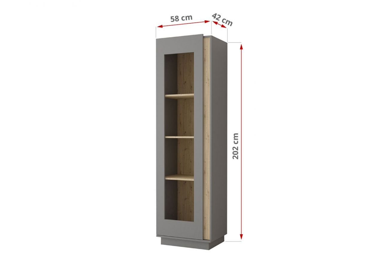 Szary zestaw mebli do salonu, komplet 6 brył do pokoju - ESPEN Szary mat / Dąb Artisan