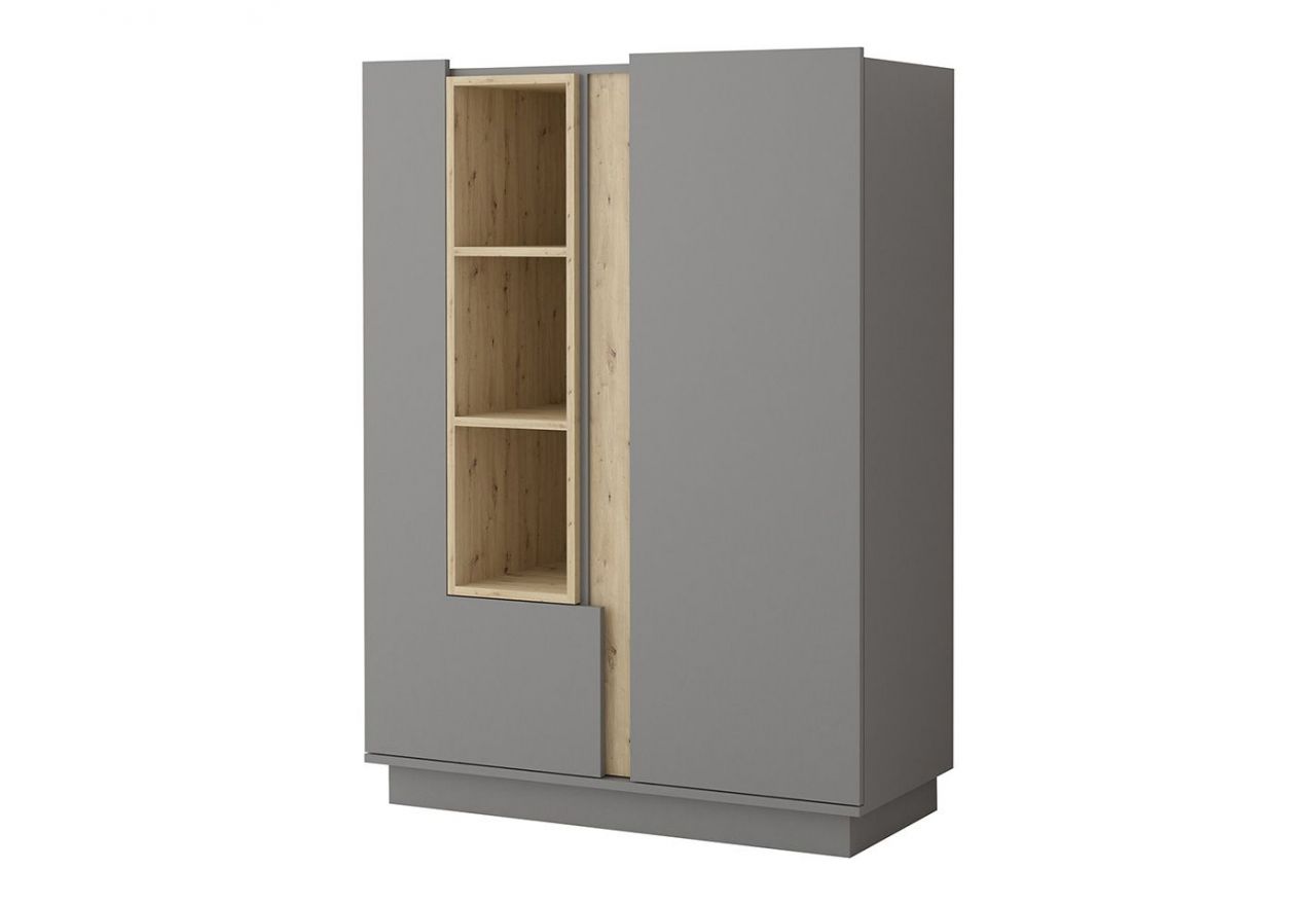 Szary zestaw mebli do salonu, komplet 6 brył do pokoju - ESPEN Szary mat / Dąb Artisan