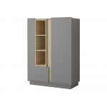 Szary zestaw mebli do salonu, komplet 6 brył do pokoju - ESPEN Szary mat / Dąb Artisan