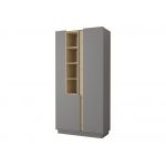 Szary zestaw mebli do salonu, komplet 6 brył do pokoju - ESPEN Szary mat / Dąb Artisan