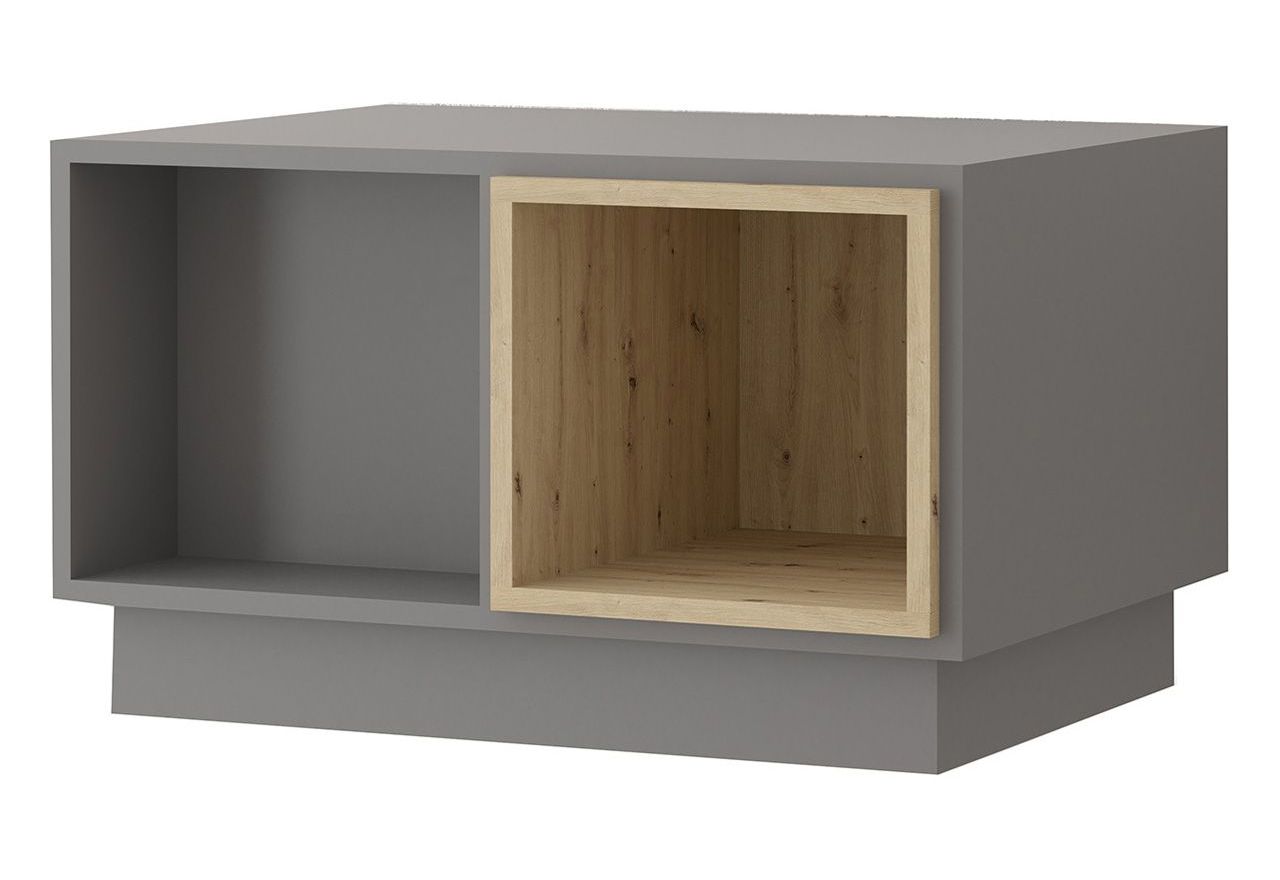 Szary zestaw mebli do salonu, komplet 6 brył do pokoju - ESPEN Szary mat / Dąb Artisan