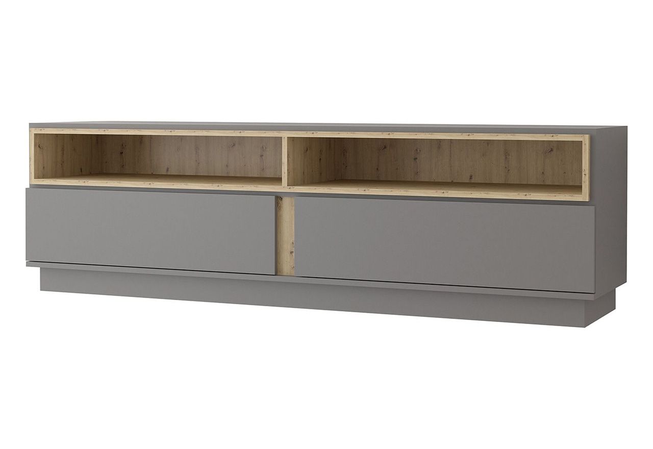 Szary zestaw mebli do salonu, komplet 6 brył do pokoju - ESPEN Szary mat / Dąb Artisan