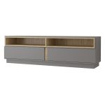 Szary zestaw mebli do salonu, komplet 6 brył do pokoju - ESPEN Szary mat / Dąb Artisan