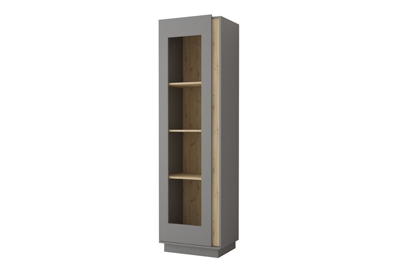 Szary zestaw mebli do salonu, komplet 6 brył do pokoju - ESPEN Szary mat / Dąb Artisan