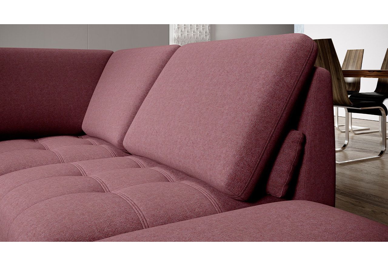 Komfortowy narożnik wolnostojący FIUME z regulowanym oparciem oraz obrotowym siedziskiem