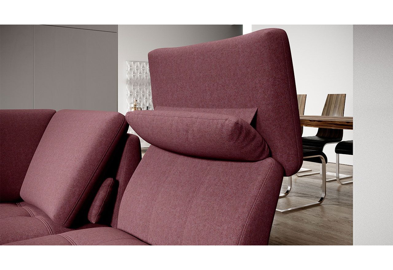 Komfortowy narożnik wolnostojący FIUME z regulowanym oparciem oraz obrotowym siedziskiem