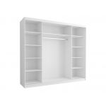 Stylowa, biało-czarna szafa przesuwna 250 cm z lustrem i szprosami do sypialni i pokoju - STERLI Biały mat / Czarny mat