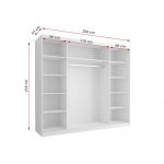 Stylowa, biało-czarna szafa przesuwna 250 cm z lustrem i szprosami do sypialni i pokoju - STERLI Biały mat / Czarny mat