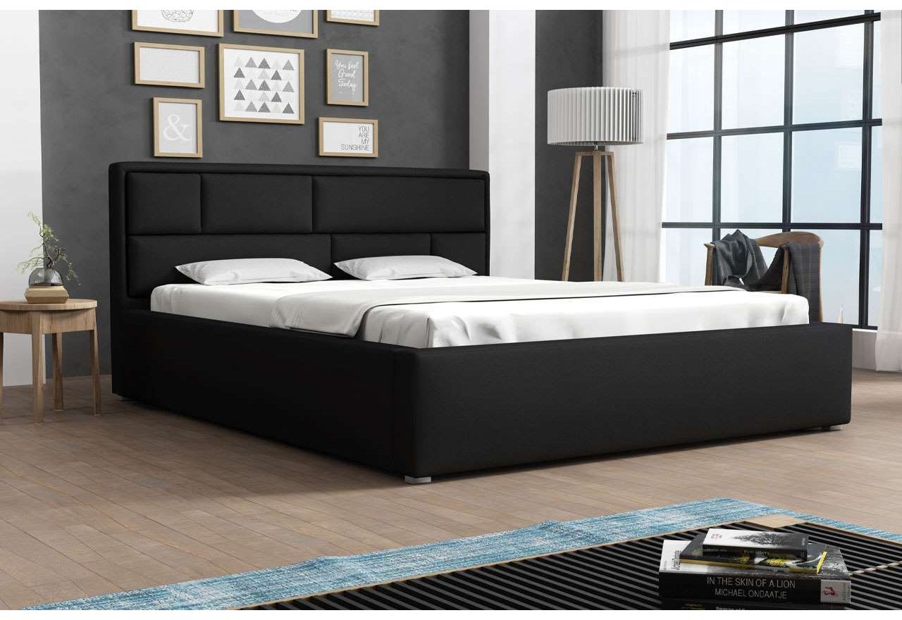 Stylowe łóżko tapicerowane do sypialni z eleganckim wezgłowiem - DAKO