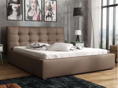Pikowane łóżko tapicerowane z opcją materaca do sypialni - DREAM