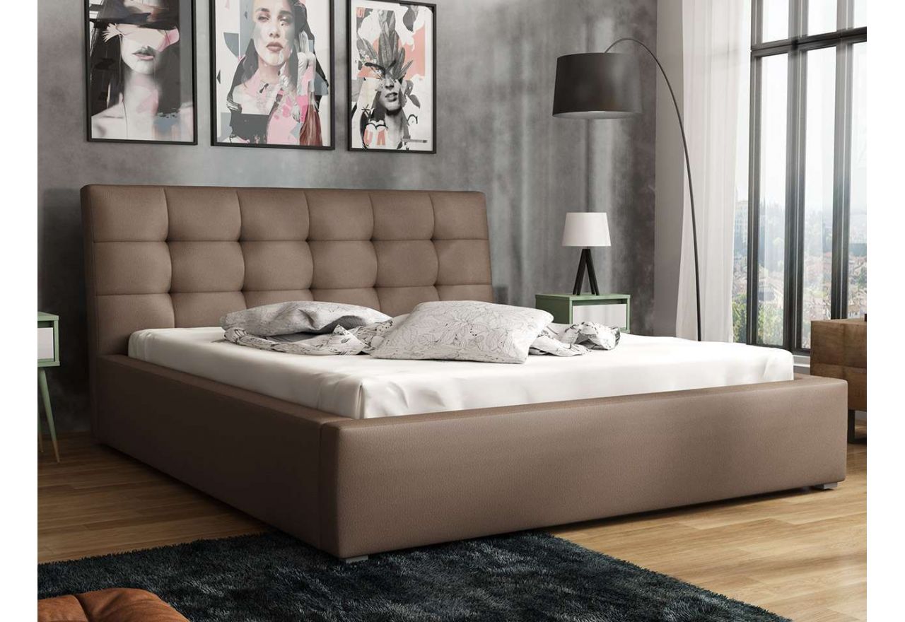 Pikowane łóżko tapicerowane z opcją materaca do sypialni - DREAM