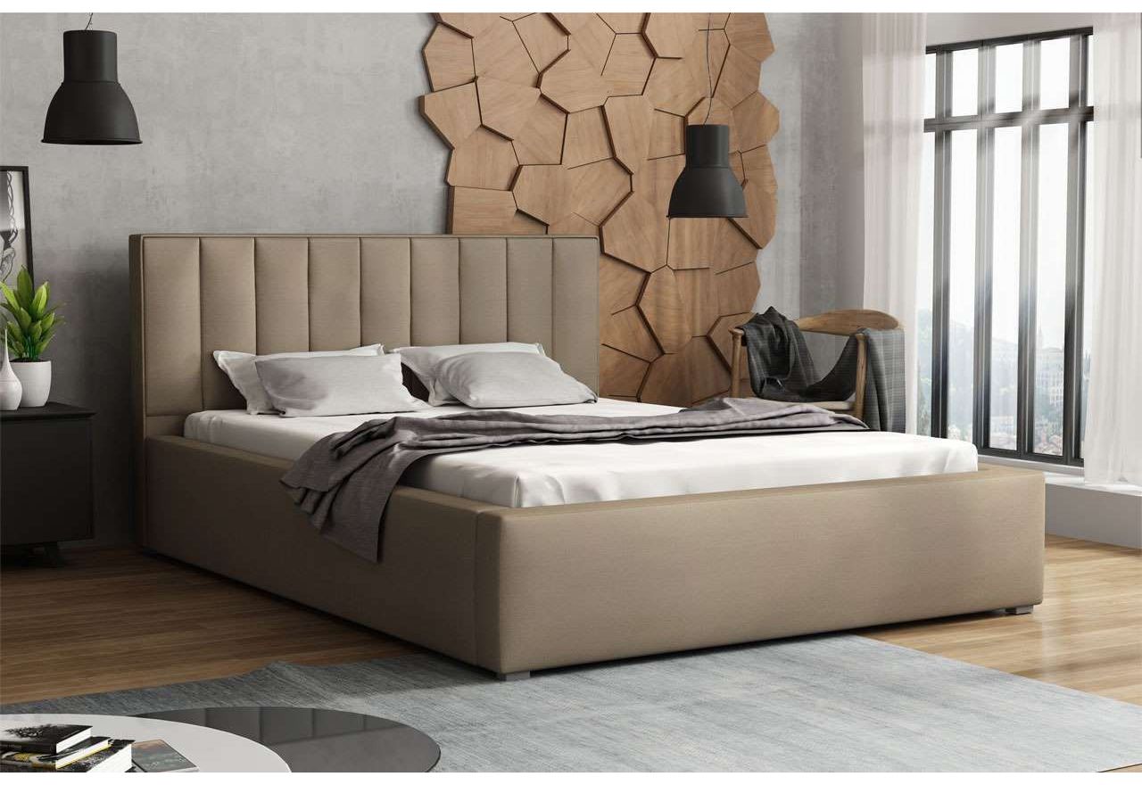 Tapicerowane łóżko do sypialni z opcją materaca i wyborem stelaża - IBIS