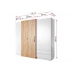 Nowoczesna szafa uchylna 230 cm, czterodrzwiowa z lustrem do sypialni - VITUALO / Biały Mat / Dąb Craft Złoty