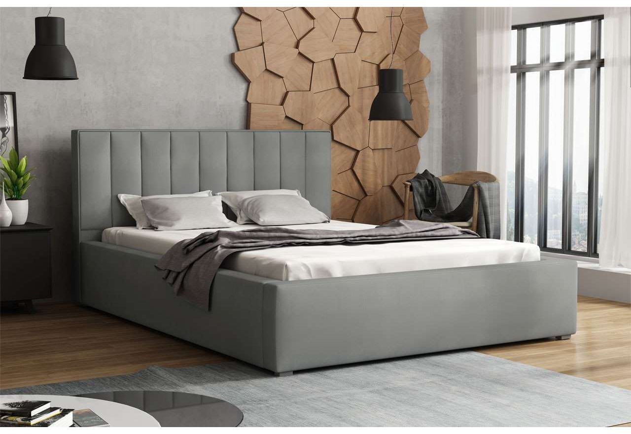 Łóżko z modnym tapicerowanym wezgłowiem - IBIS