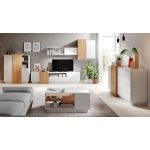 Nowoczesna, trzydrzwiowa komoda do pokoju i salonu - VITUALO / Biały Mat / Dąb Craft Złoty