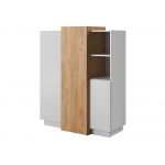 Nowoczesna, trzydrzwiowa komoda do pokoju i salonu - VITUALO / Biały Mat / Dąb Craft Złoty