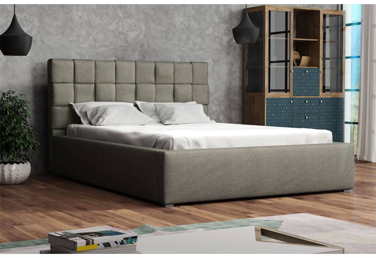 Eleganckie łóżko tapicerowane do sypialni z wysokim wezgłowiem - MICRO