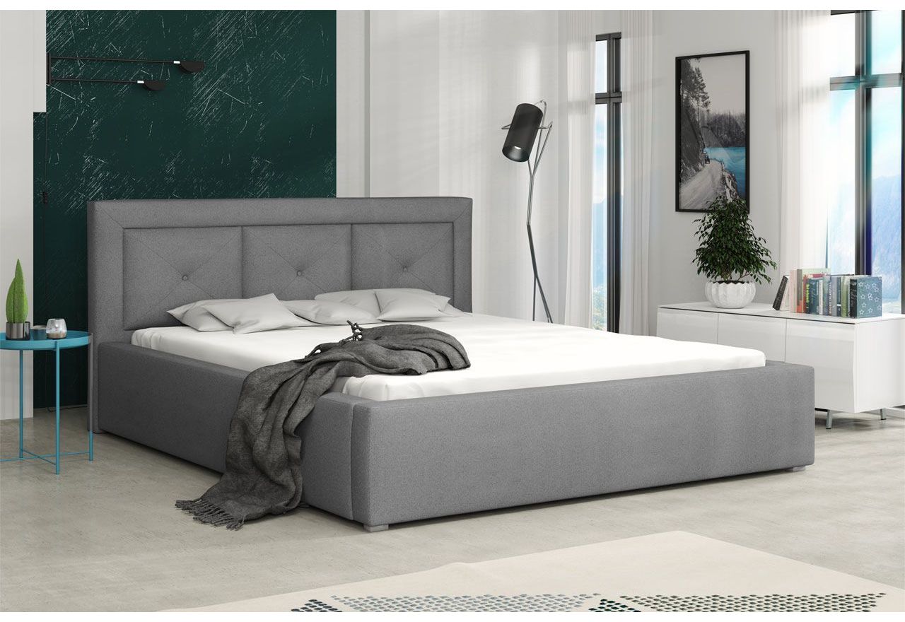 Designerskie łóżko tapicerowane z pikowanym wezgłowiem - MADERA PLUS