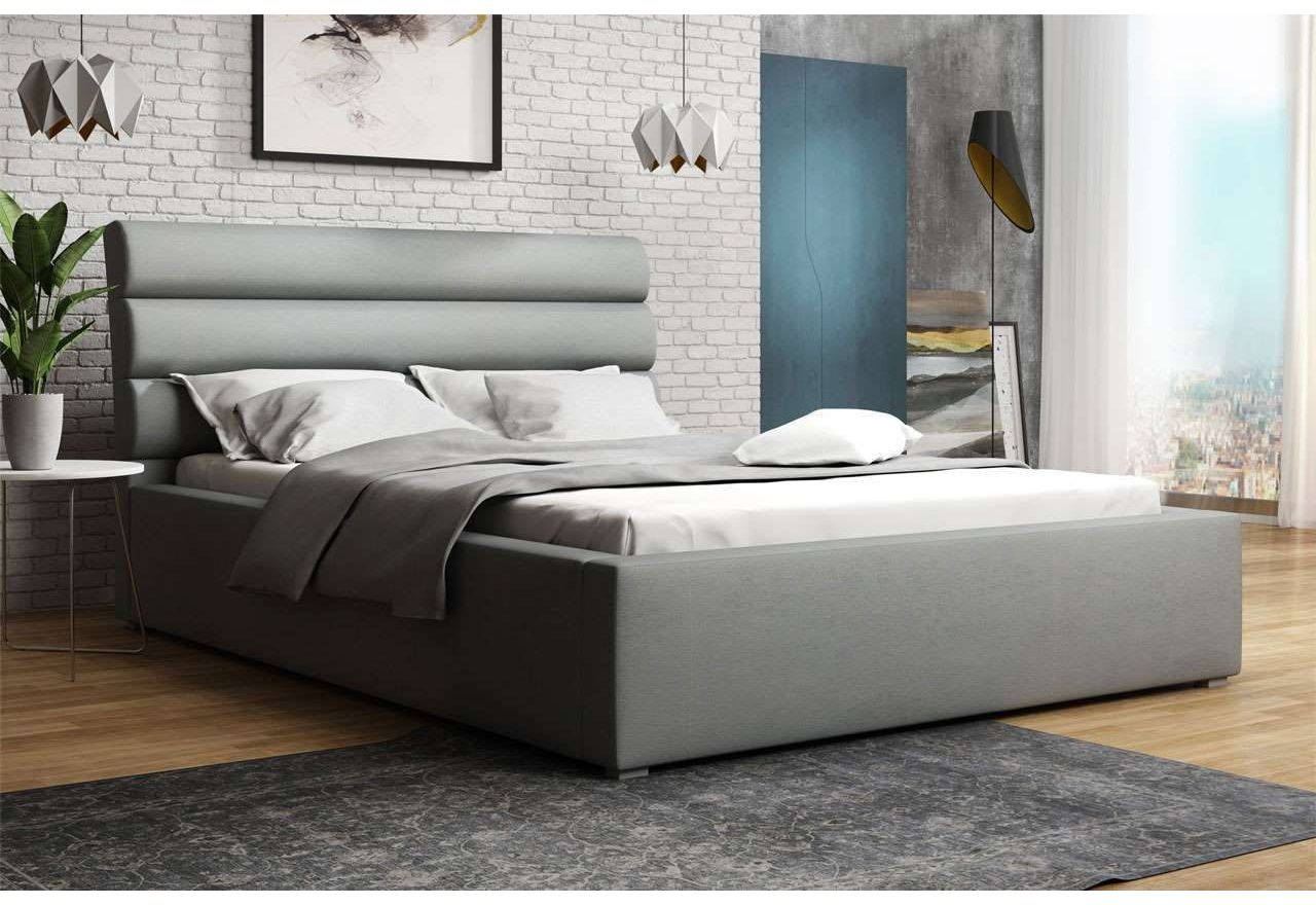 Wygodne łóżko tapicerowane z wysokim wezgłowiem do sypialni z dodatkową opcją materaca - MONOS