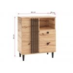 Stylowa komoda 80 cm na wysokich nogach do salonu i pokoju - LIMOS / Dąb Artisan / Czarny