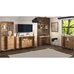 Stylowa komoda 80 cm na wysokich nogach do salonu i pokoju - LIMOS / Dąb Artisan / Czarny