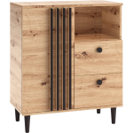 Stylowa komoda 80 cm na wysokich nogach do salonu i pokoju - LIMOS / Dąb Artisan / Czarny