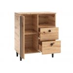 Stylowa komoda 80 cm na wysokich nogach do salonu i pokoju - LIMOS / Dąb Artisan / Czarny