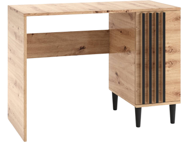 Jednoosobowe biurko w industrialnym stylu, do pokoju na drewnianych nóżkach - LIMOS / Dąb Artisan / Czarny