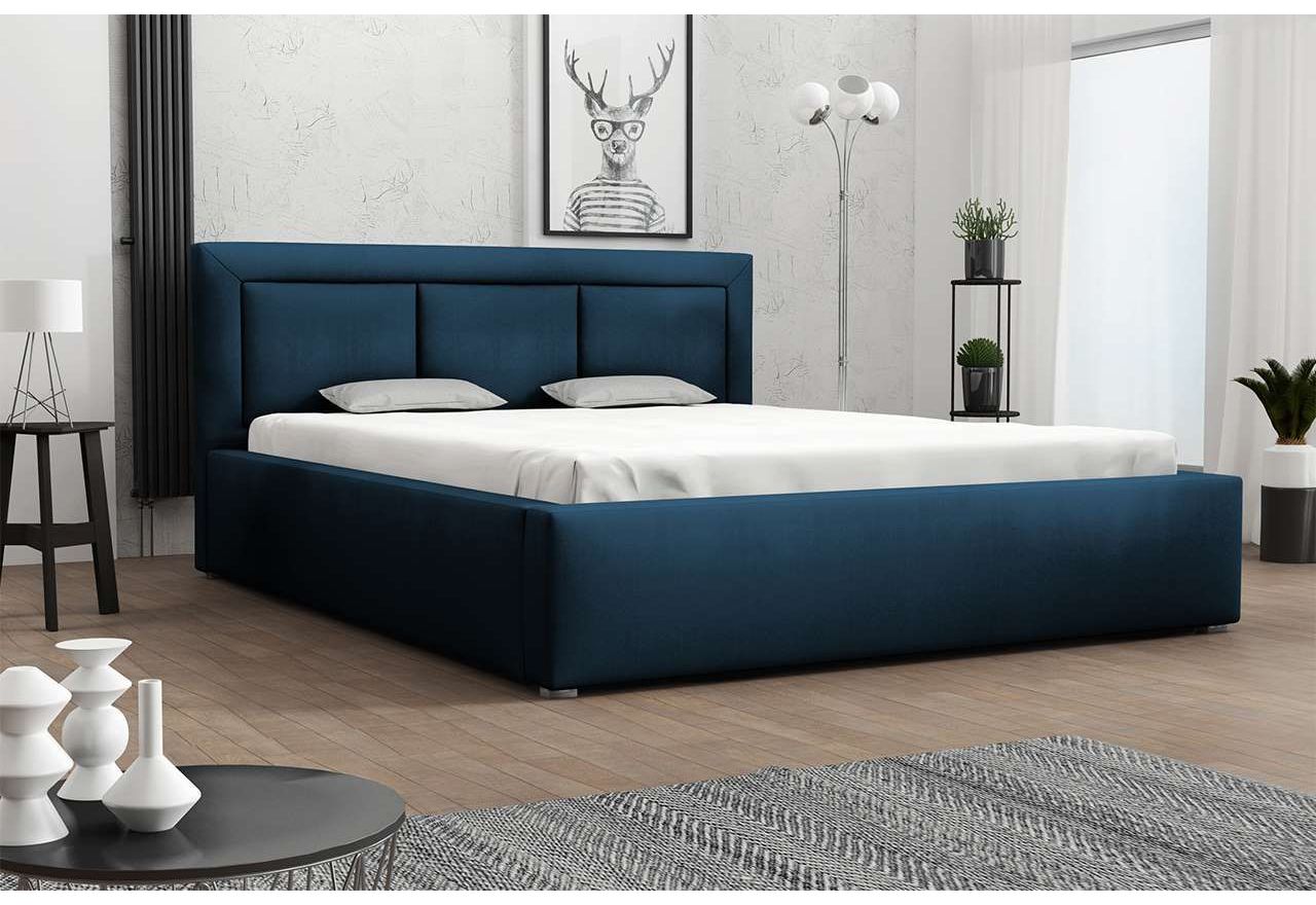 Estetyczne łóżko tapicerowane do sypialni z modnym wezgłowiem - MADERA