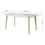 Biały stół rozkładany do salonu, do 8 osób, drewniane nogi w stylu skandynawskim - PETTINO Biały / Dąb Riviera