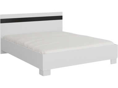 Podwójne łóżko do sypialni w nowoczesnym stylu 160x200 cm - LUCAS  / Biały mat / Czarny połysk