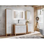 Szafka łazienkowa stojąca pod umywalkę 90 cm - SADLE / Dąb Artisan / Biały Mat