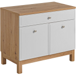 Szafka łazienkowa stojąca pod umywalkę 90 cm - SADLE / Dąb Artisan / Biały Mat