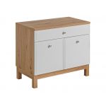 Szafka łazienkowa stojąca pod umywalkę 90 cm - SADLE / Dąb Artisan / Biały Mat