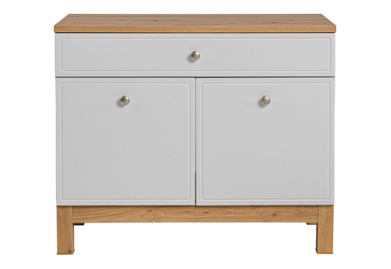 Szafka łazienkowa stojąca pod umywalkę 90 cm - SADLE / Dąb Artisan / Biały Mat