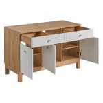 Szafka łazienkowa 120 cm stojąca pod umywalkę w klasycznym stylu - SADLE / Dąb Artisan / Biały Mat