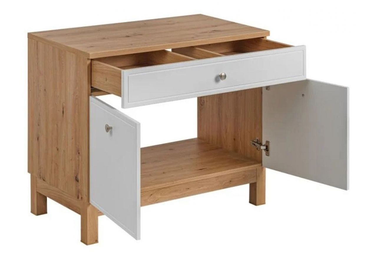 Szafka łazienkowa stojąca pod umywalkę 90 cm - SADLE / Dąb Artisan / Biały Mat