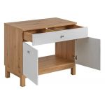 Szafka łazienkowa stojąca pod umywalkę 90 cm - SADLE / Dąb Artisan / Biały Mat