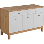 Szafka łazienkowa 120 cm stojąca pod umywalkę w klasycznym stylu - SADLE / Dąb Artisan / Biały Mat