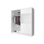 Szafa przesuwna 204 cm z lustrem do sypialni i miejscem na telewizor - TABES Biały mat