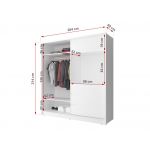 Szafa przesuwna 204 cm z lustrem do sypialni i miejscem na telewizor - TABES Biały mat