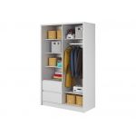 Szafa przesuwna z szufladami i lustrem 130 cm do sypialni, przedpokoju - FLORIA Biały mat