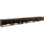 Nowoczesna szafka RTV 300 cm, stojąca lub wisząca z opcją oświetlenia LED - LOWBOARD ARON 300 Dąb wotan / Czarny połysk