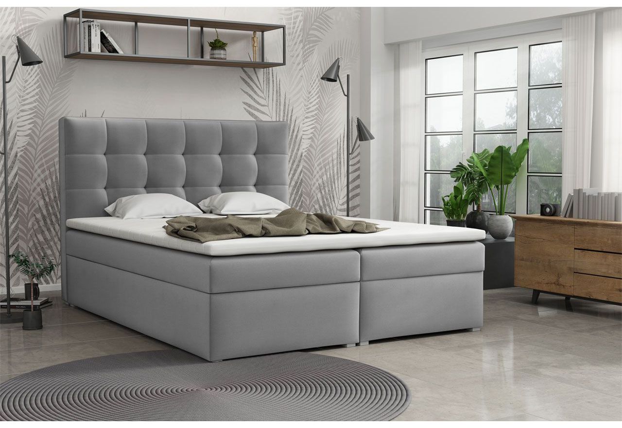 Designerskie łóżko kontynentalne razem z pojemnikiem i materacem nawierzchniowym - DREAM BOX