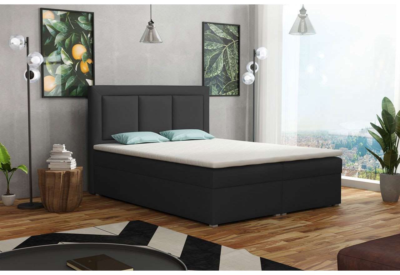 Estetyczne łóżko kontynentalne z pojemnymi skrzyniami na pościel - MADERA BOX