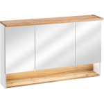 Praktyczna, wisząca szafka łazienkowa z lustrem 120 cm i oświetleniem LED - BELFOR / Biel Alpejska / Dąb Wotan / Lustro