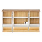 Praktyczna, wisząca szafka łazienkowa z lustrem 120 cm i oświetleniem LED - BELFOR / Biel Alpejska / Dąb Wotan / Lustro