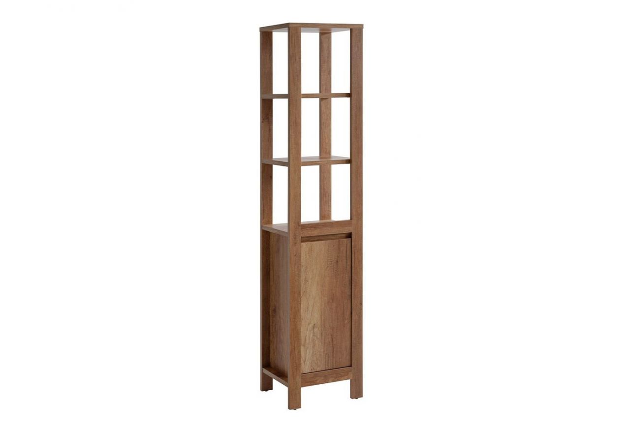 Stojąca szafka łazienkowa w klasycznym stylu z otwartymi półkami - HARMONY / Dąb Romański